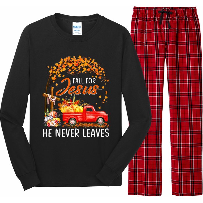 Fall For Jesus He Never Leaves Thanksgiving Party Long Sleeve Pajama Set