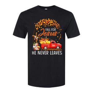 Fall For Jesus He Never Leaves Thanksgiving Party Softstyle CVC T-Shirt