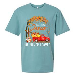 Fall For Jesus He Never Leaves Thanksgiving Party Sueded Cloud Jersey T-Shirt