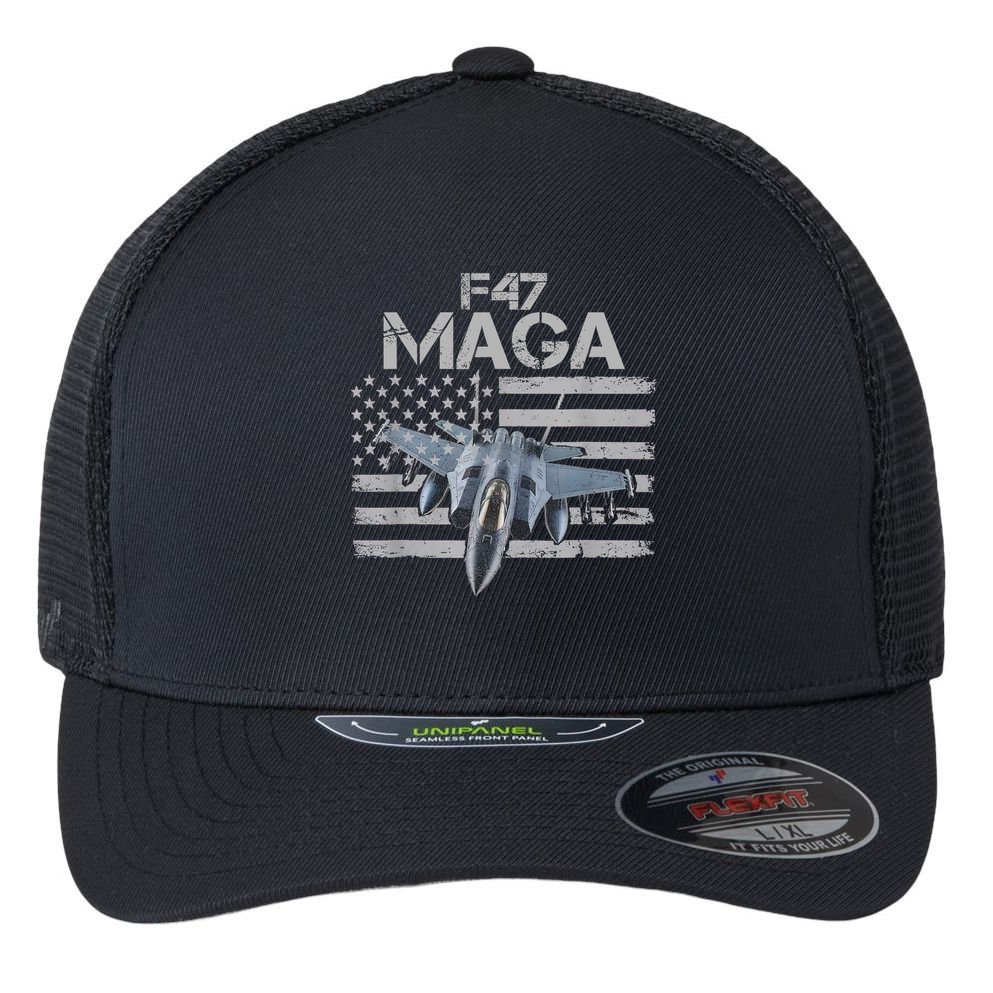 F47 Fighter Jet Trump Funny F 47 Aircraft 4th July Men Women Flexfit Unipanel Trucker Cap