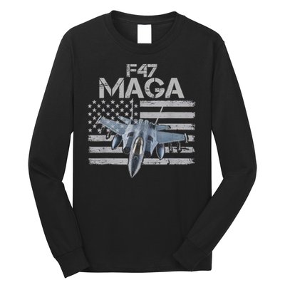 F47 Fighter Jet Trump Funny F 47 Aircraft 4th July Men Women Long Sleeve Shirt