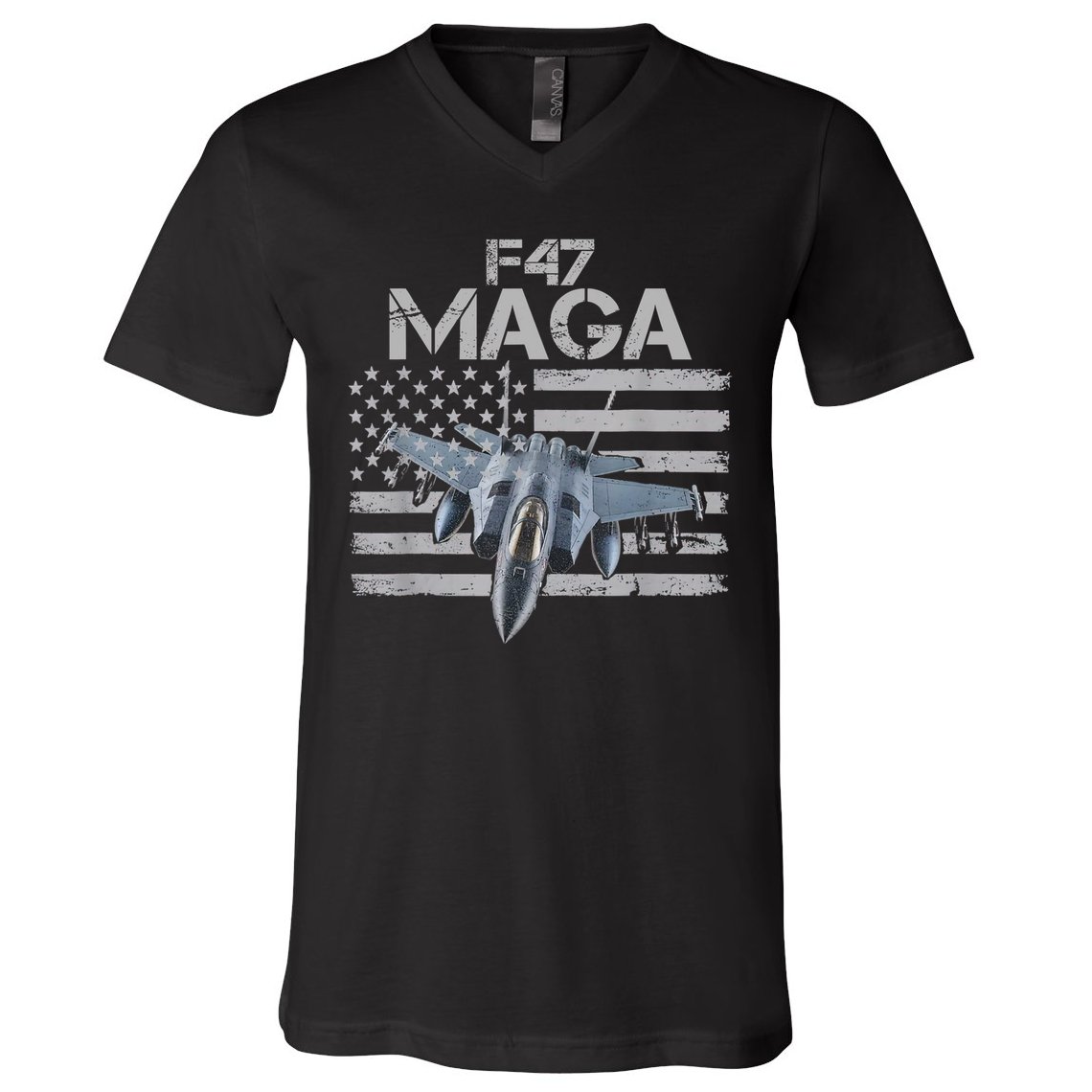 F47 Fighter Jet Trump Funny F 47 Aircraft 4th July Men Women V-Neck T-Shirt