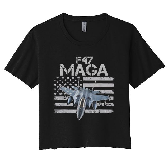 F47 Fighter Jet Trump Funny F 47 Aircraft 4th July Men Women Crop Top