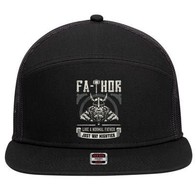 FaThor Father Just Mightier Hammer Viking Fathers Day 7 Panel Mesh Trucker Snapback Hat