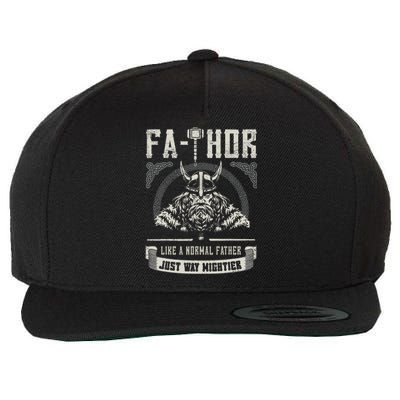 FaThor Father Just Mightier Hammer Viking Fathers Day Wool Snapback Cap