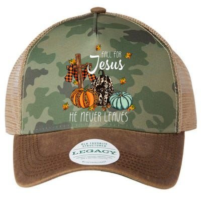 Fall For Jesus He Never Leaves Pumpkin Autumn Thanksgiving Legacy Tie Dye Trucker Hat