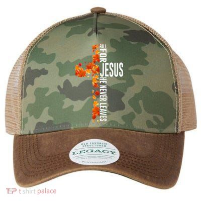Fall For Jesus He Never Leaves Christian Faith Jesus Cross Legacy Tie Dye Trucker Hat