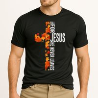 Fall For Jesus He Never Leaves Christian Faith Jesus Cross Cooling Performance Crew T-Shirt