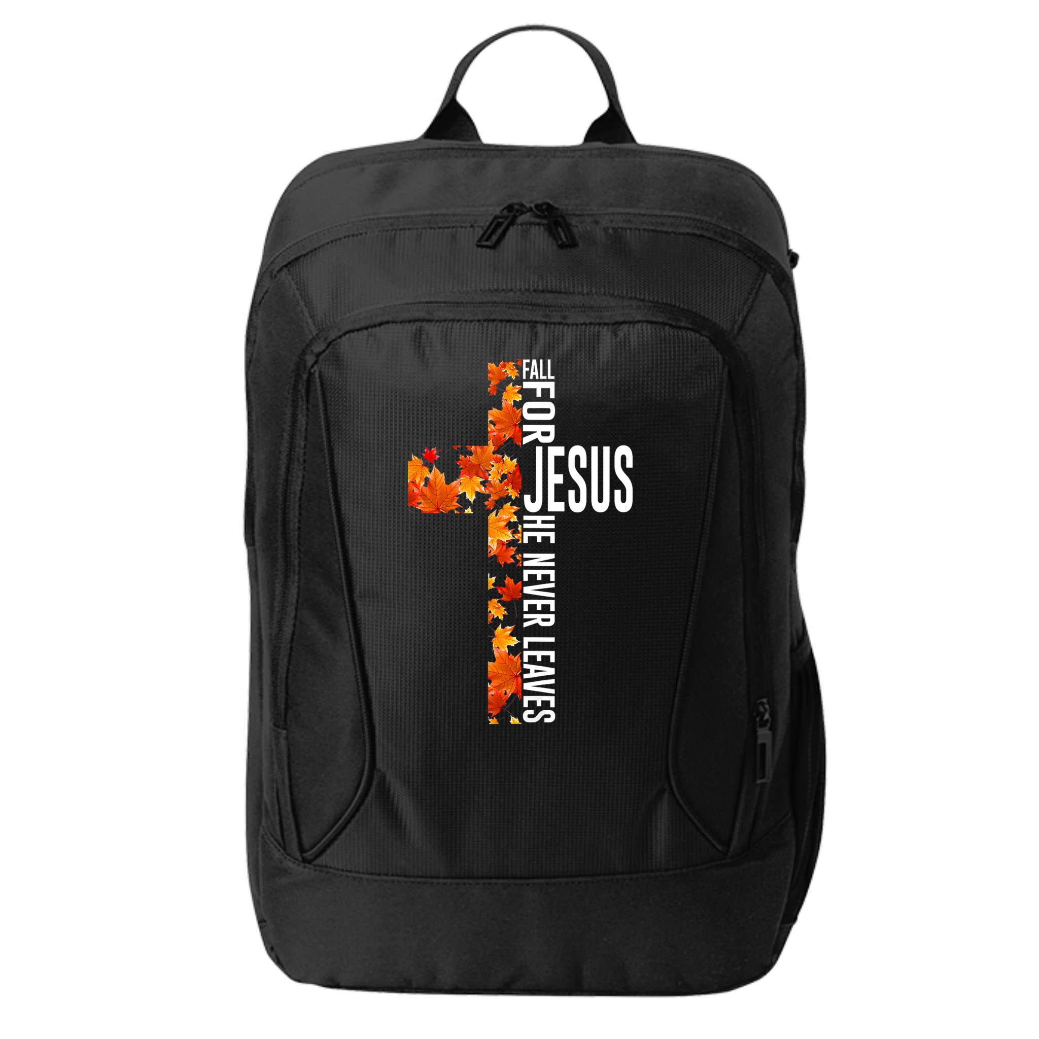 Fall For Jesus He Never Leaves Christian Faith Jesus Cross City Backpack