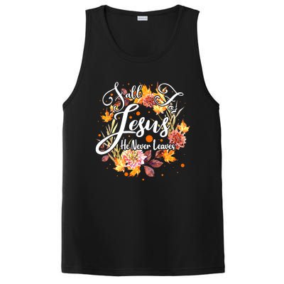 Fall For Jesus He Never Leaves Costume Christian Fall PosiCharge Competitor Tank