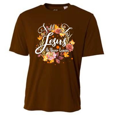 Fall For Jesus He Never Leaves Costume Christian Fall Cooling Performance Crew T-Shirt