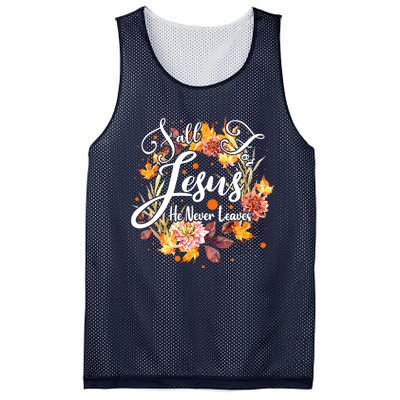 Fall For Jesus He Never Leaves Costume Christian Fall Mesh Reversible Basketball Jersey Tank