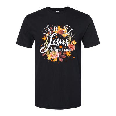 Fall For Jesus He Never Leaves Costume Christian Fall Softstyle® CVC T-Shirt