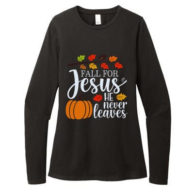 Fall For Jesus He Never Leaves Womens CVC Long Sleeve Shirt