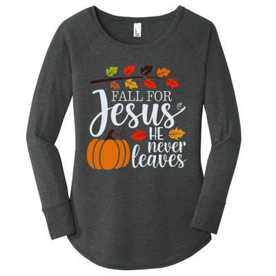 Fall For Jesus He Never Leaves Women's Perfect Tri Tunic Long Sleeve Shirt