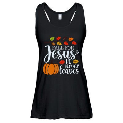 Fall For Jesus He Never Leaves Ladies Essential Flowy Tank