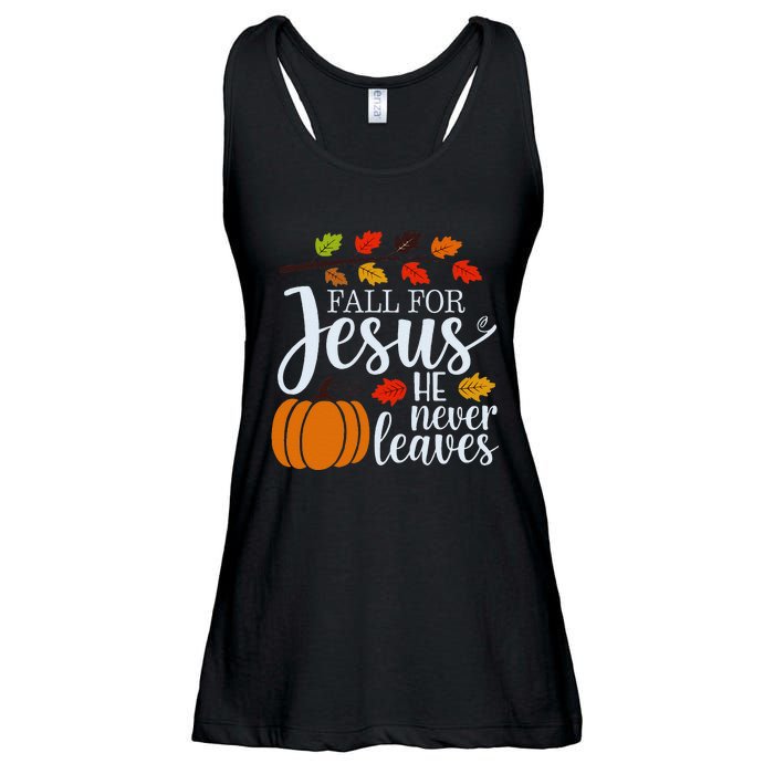 Fall For Jesus He Never Leaves Ladies Essential Flowy Tank