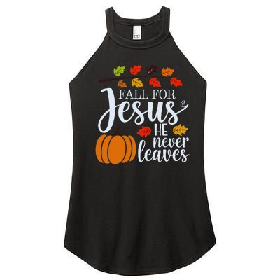 Fall For Jesus He Never Leaves Women’s Perfect Tri Rocker Tank