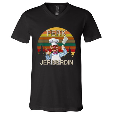 Funny Ferk Jer Berdin Retro Vintage Gift V-Neck T-Shirt