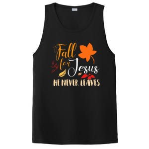 Fall For Jesus He Never Leaves Christian Autumn Thanksgiving PosiCharge Competitor Tank