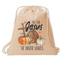 Fall for Jesus He Never Leaves Christian Thanksgiving Dinner Drawstring Bag