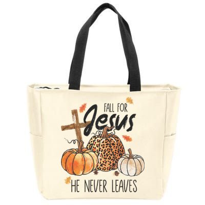 Fall for Jesus He Never Leaves Christian Thanksgiving Dinner Zip Tote Bag