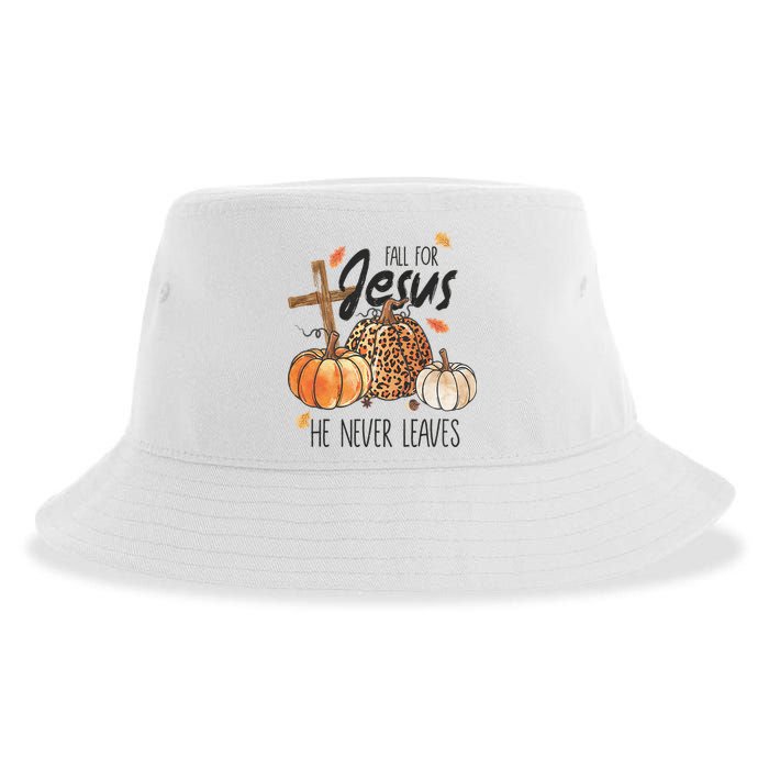 Fall for Jesus He Never Leaves Christian Thanksgiving Dinner Sustainable Bucket Hat