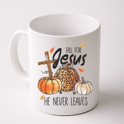 Fall for Jesus He Never Leaves Christian Thanksgiving Dinner Mug
