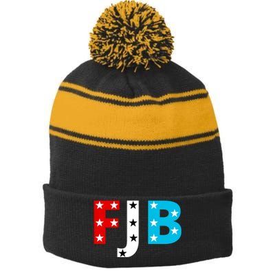 FJB F Joe Biden Star Logo Stripe Pom Pom Beanie