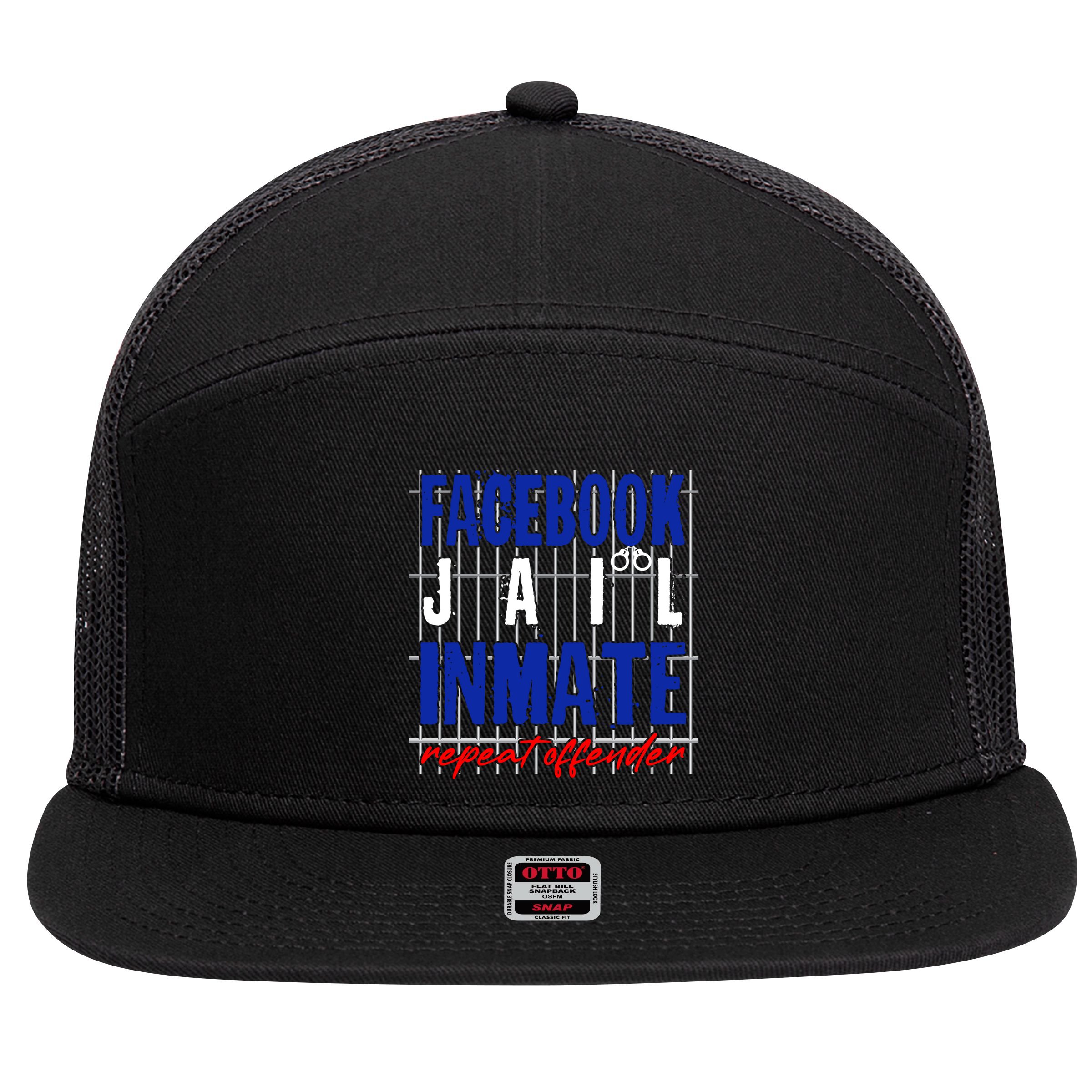 Funny Facebook Jail Inmate Repeat Offender 7 Panel Mesh Trucker Snapback Hat