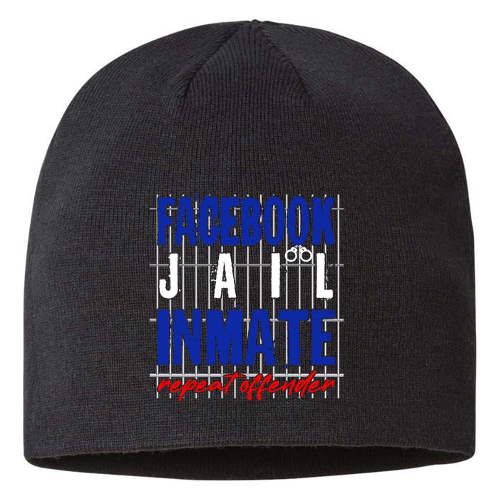 Funny Facebook Jail Inmate Repeat Offender Sustainable Beanie