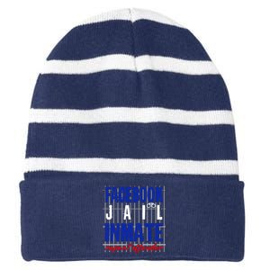 Funny Facebook Jail Inmate Repeat Offender Striped Beanie with Solid Band