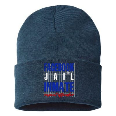 Funny Facebook Jail Inmate Repeat Offender Sustainable Knit Beanie