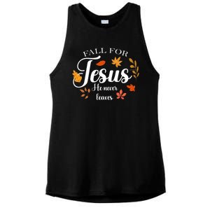 Fall For Jesus He Never Leaves Christianity Ladies PosiCharge Tri-Blend Wicking Tank