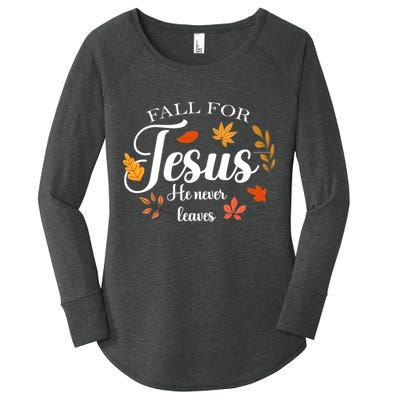 Fall For Jesus He Never Leaves Christianity Women's Perfect Tri Tunic Long Sleeve Shirt