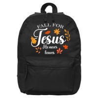 Fall For Jesus He Never Leaves Christianity 16 in Basic Backpack