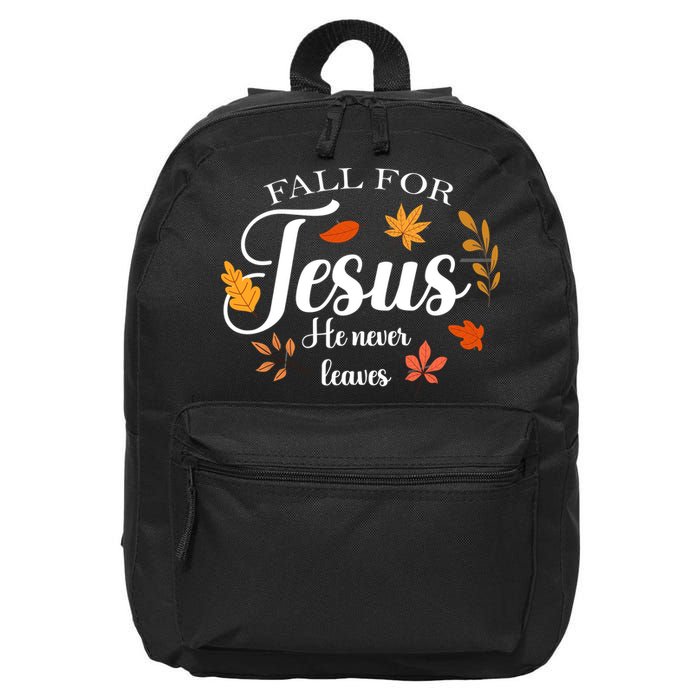 Fall For Jesus He Never Leaves Christianity 16 in Basic Backpack
