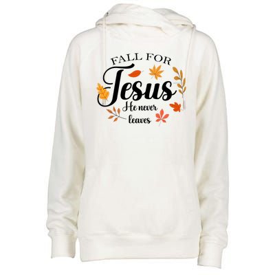 Fall For Jesus He Never Leaves Christianity Womens Funnel Neck Pullover Hood