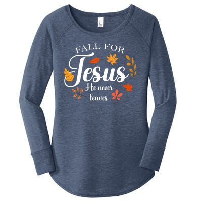 Fall For Jesus He Never Leaves Christianity Women's Perfect Tri Tunic Long Sleeve Shirt