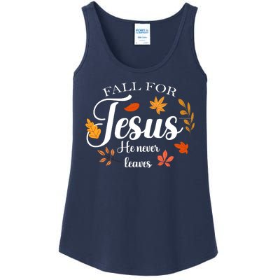 Fall For Jesus He Never Leaves Christianity Ladies Essential Tank