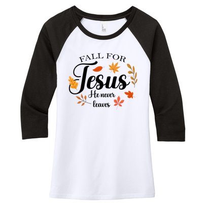 Fall For Jesus He Never Leaves Christianity Women's Tri-Blend 3/4-Sleeve Raglan Shirt