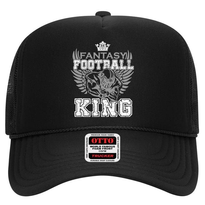 Fantasy Football King Funny Draft Day Champion Party Sports High Crown Mesh Back Trucker Hat