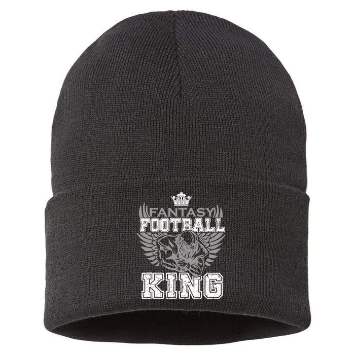 Fantasy Football King Funny Draft Day Champion Party Sports Sustainable Knit Beanie