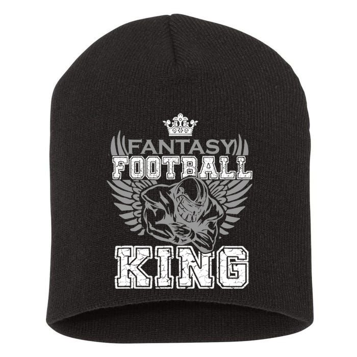 Fantasy Football King Funny Draft Day Champion Party Sports Short Acrylic Beanie