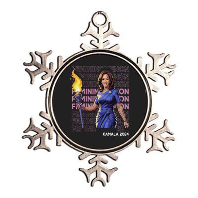 Funny Femininomenon Kamala Harris Retro Madam President 2024 Metallic Star Ornament