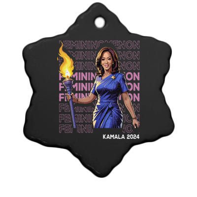 Funny Femininomenon Kamala Harris Retro Madam President 2024 Ceramic Star Ornament