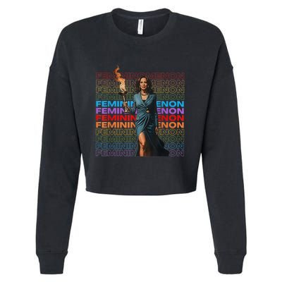 Funny Femininomenon Kamala Harris Gift Cropped Pullover Crew