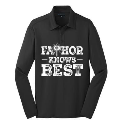 Father Fathor Knows Best T Silk Touch Performance Long Sleeve Polo