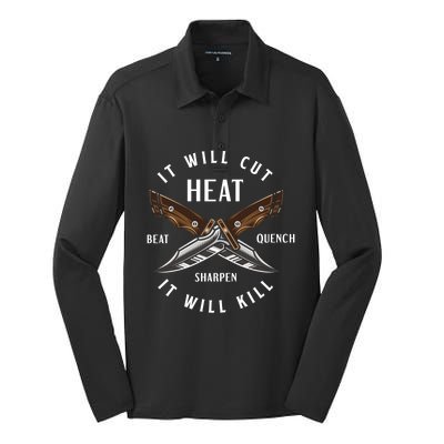 Fire Forged Knife Maker Bladesmith Blacksmith Gift Silk Touch Performance Long Sleeve Polo