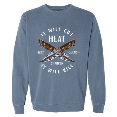 Fire Forged Knife Maker Bladesmith Blacksmith Gift Garment-Dyed Sweatshirt